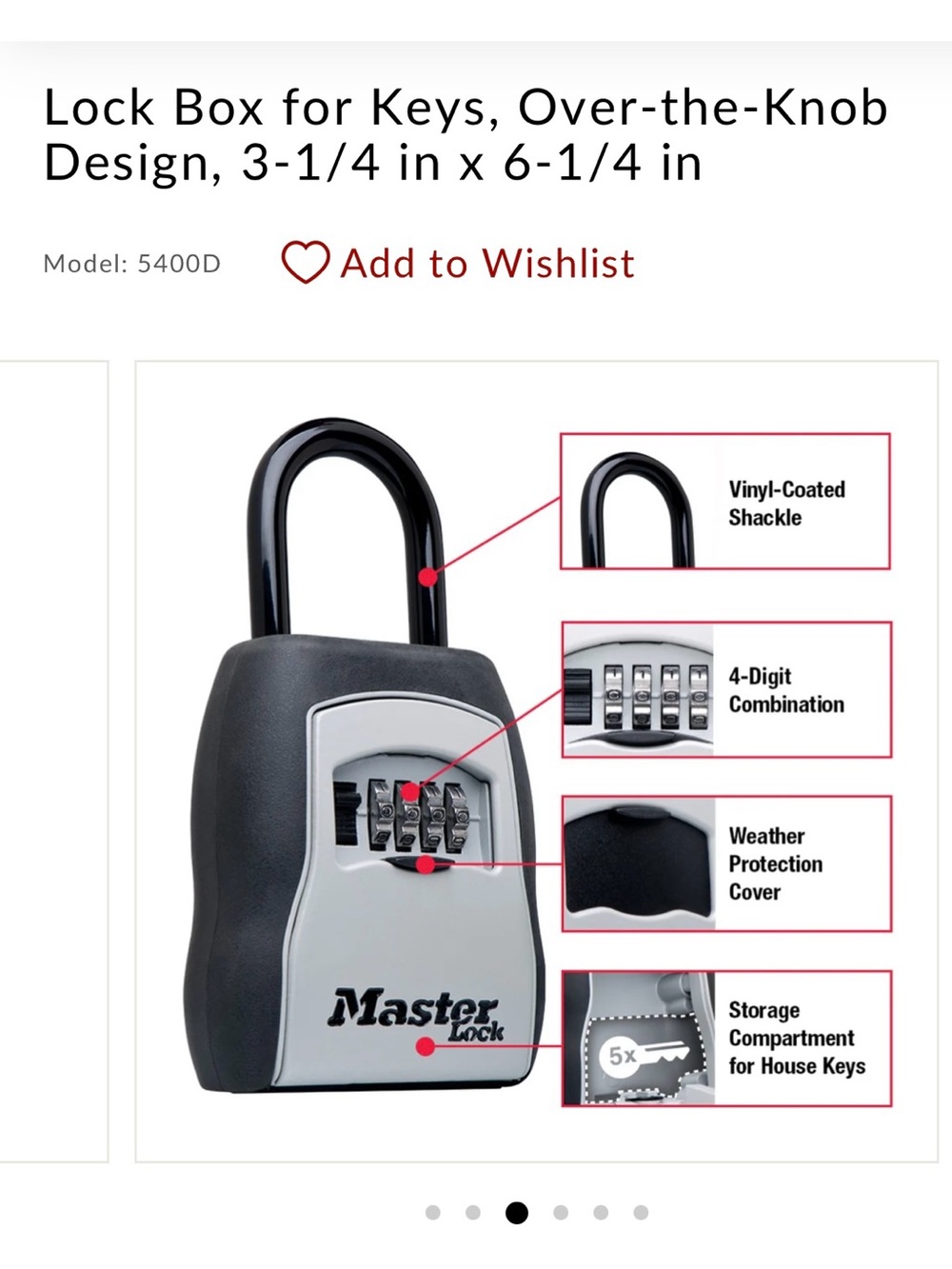 Master Lock Four-Digit Combination Key Lockbox - Picture 2 of 3